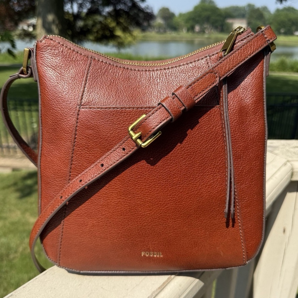Fossil Brown Talia Leather Crossbody Bag